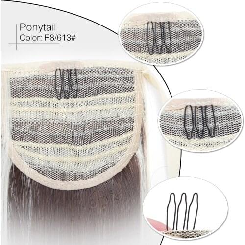 Neitsi Straight Long Clip In Hair Tail False Hair Ponytail Hairpiece With Hairpins Synthetic Hair F8-613