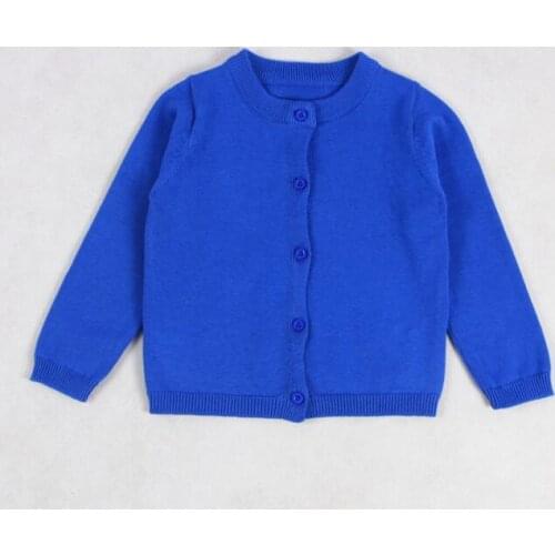 Kids Autumn Pure Color Cotton Knitted Sweater Cardigan Long Sleeve Jacket Children