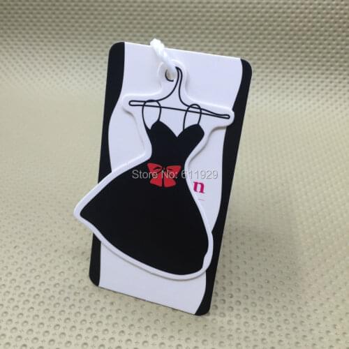 Custom shape cutting tags/dress paper hang tag/garment tags printing/clothing printed label/clothing woven label price swing tag