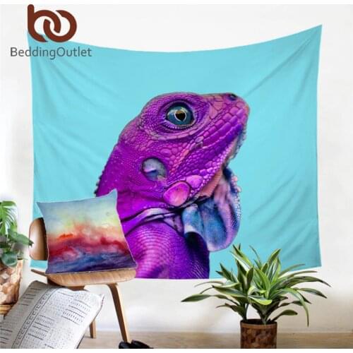 BeddingOutlet Lizard Wall Hanging Tapestry Wild Animal Bedspreads Decorative Wall Carpet Purple Blue Tapestry Artistic Tapiz 1PC