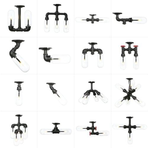 Retro Industrial Ceiling Light Fixtures For Celling Black Water Pipe Chandelier Furniture Living Room Front Porch Decoration