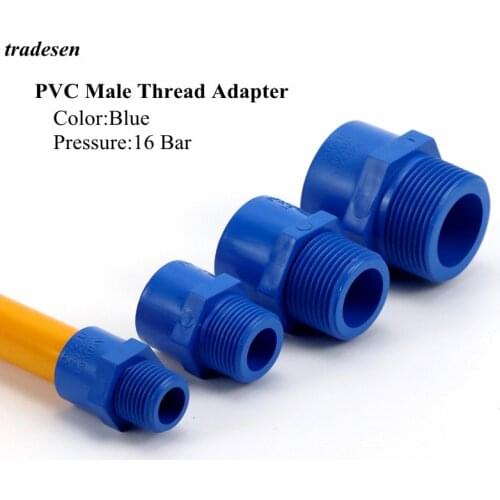 1pc 20mm-50mm to 1/2"-1.5"Male Thread White UPVC Connector Garden Water Connectors Aquarium Fish Tank Adapter PVC Pipe Joints