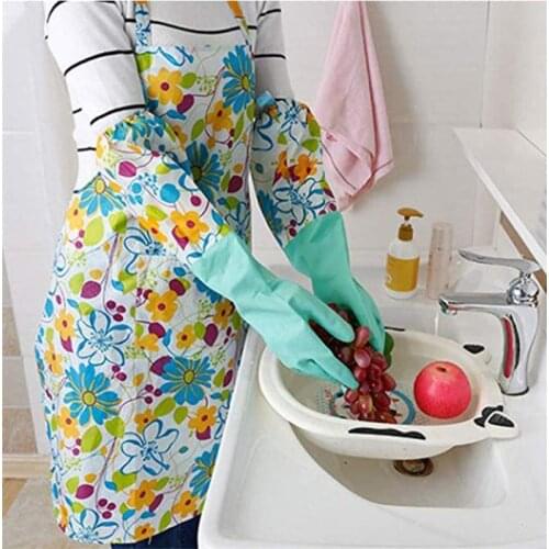 Rubber Latex Kitchen Dish Washing Gloves Cleaning Thick Warm Long Household Gloves Gardening Cleaning Gloves Tools