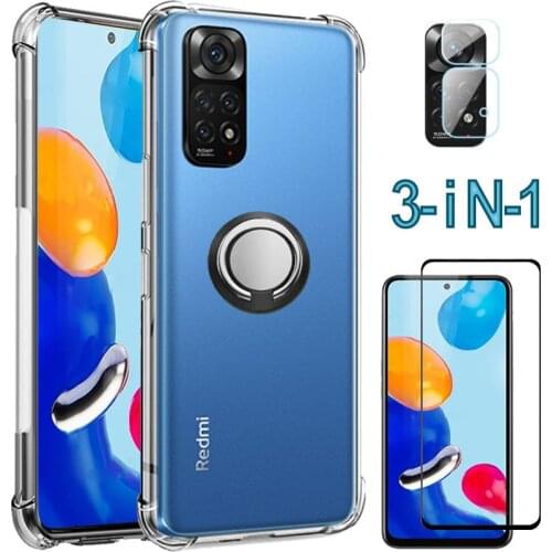 Ring Holder Case On Redmi10 Case & Glass,Silicone Anti-knock Cover Xaiomi Radmi Redme 10 Soft Capa For Xiaomi Redmi 10 Cases