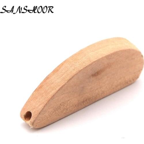SANSHOOR Free Shipping 50*20*8mm No-Varnish Semicircle Wood Beads MT-019 100pcs/lot