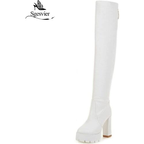 Sgesvier winter Autumn new arrival high quality platforms thick high heels long boots shoes woman over the knee boots B422