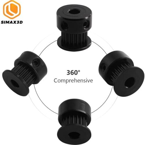 SIMAX3D 1pc Black GT2 timing pulley 20 teeth alumium bore 6/10mm fit for belt width 5/6mm CNC ender 3 Pro hotend 3D Printer Part