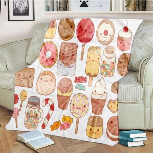 Cute Food Fastfood Cartoon Flannel Throw Blankets Double-sided Fleece Blanket