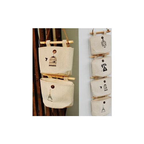 Brand New Wall Fabric Pouch Bag Wardrobe Bedside Nostalgia Cotton Storage Bag