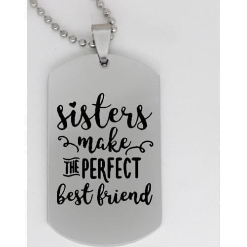 Ufine jewelry girls gift pendant army card sisters make the perfect best friend stainless steel Customed necklace N4092