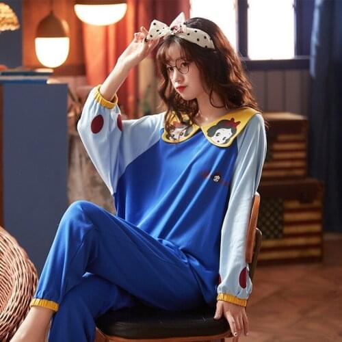 Spring And Summer Pajamas Womens Cotton Long Sleeve Sweet And Lovely Princess Homewear Suit