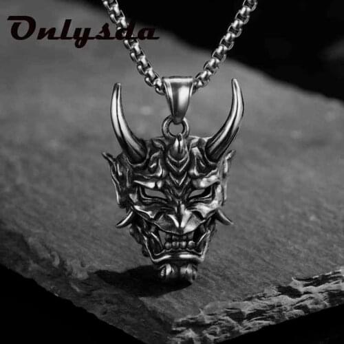 Vintage Punk Ghost Gothic Evil Devil Skull Mask Pendant Necklace Cool Mens HIPHOP Rock Party Jewelry OSDZ171