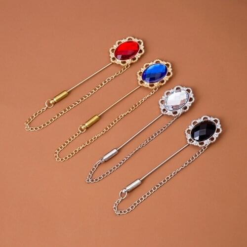 High Quality Sunflower Crystal Chain Brooch For Women Girls Fashion Scarf Geometric Badge Pin Jewelry Party Gifts