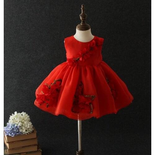 1 Year Old Birthday Baby Girl Dresses Ball Gown Flower Cute Party Love Formal 2021 Toddler Little Girls Clothes RBF194015