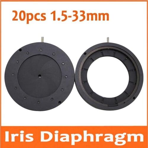 20pcs Zoom 1.5-33mm Adjustable Metal Iris Diaphragm Aperture Condenser Digital Camera Microscope Adapter with 12pcs Blades