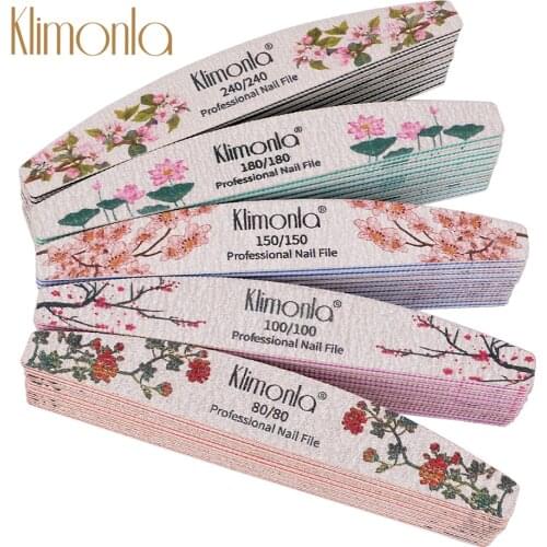 50Pcs/Lot Gray Boat Nail File 80/100/150/180/240 Grit Sanding Block Flower Mix Style Sandpaper Pedicure Nail Art Tool Files
