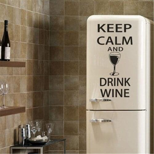 60X30cm Keep Calm and Drink Wine Wall Sticker Fridge Stickers Yummy for Food Furniture Decoration Art Poster DIY PVC