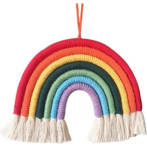 7 Lines Nordic Hand-Woven Rainbow Ornaments Weaving Ornament Home Decoration Accessories Fresh Simple Kid Room Wall Decoration