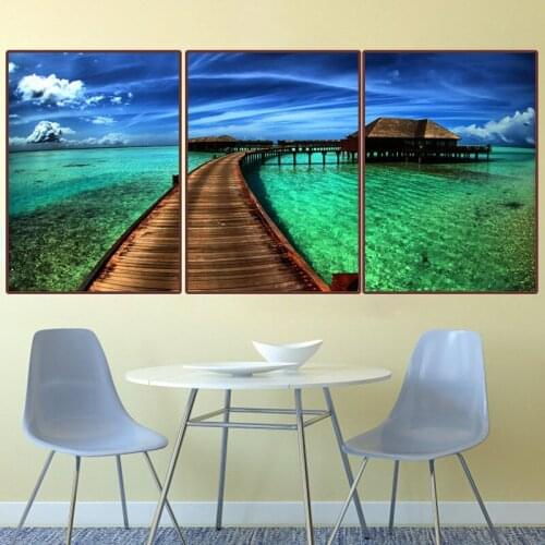 3D DIY Diamond painting,living room/bedroom decoration,diamond mosaic picture,Village at sea,bridge,Unfinished Diamond Embroider