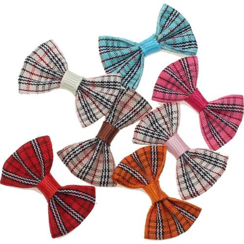 50pcs Grid Satin Ribbon Flowers Bows Ribbons For Crafts Grosgrain Bow Tie Scrapbooking Wedding Decoration Fit Hair Clip Diy