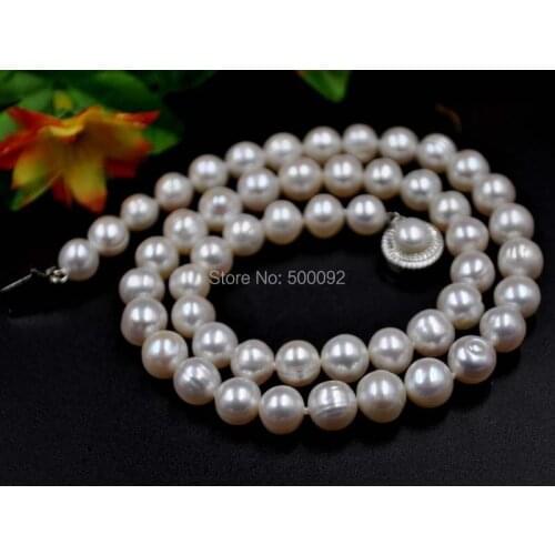 Free shipping 7.5-8mm freshwater white pearl necklace