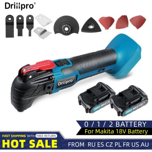 Drillpro Cordless Oscillating Multi Tool Cordless Woodworking Power Tools 2x Battery For Makita 18V Battery 1830 1840 1850 1860