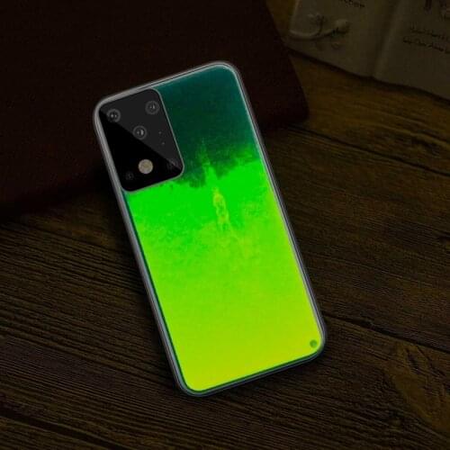 Luminous Neon Sand Cover For Samsung S20 S8 9 10 Plus Note 20 Ultra 10 A50 A70 40 Glow In The Dark Liquid Glitter Quicksand Case