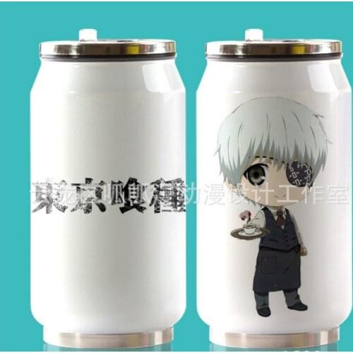 HOT Anime Tokyo Ghoul Cup Around Vacuum Cup Stainless Steel Zip-top Can Water Bottle Insulated Cup