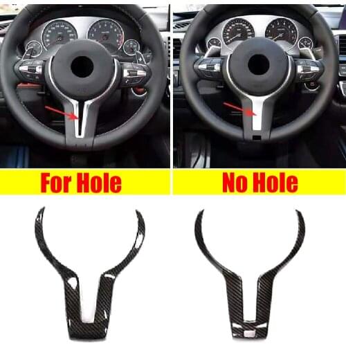 JEAZEA Carbon Fiber Car Interior Steering Wheel Cover Trim Moldings Fit For BMW M2 M3 M4 M5 X5M X6M M-Sport 2014+ Auto Styling