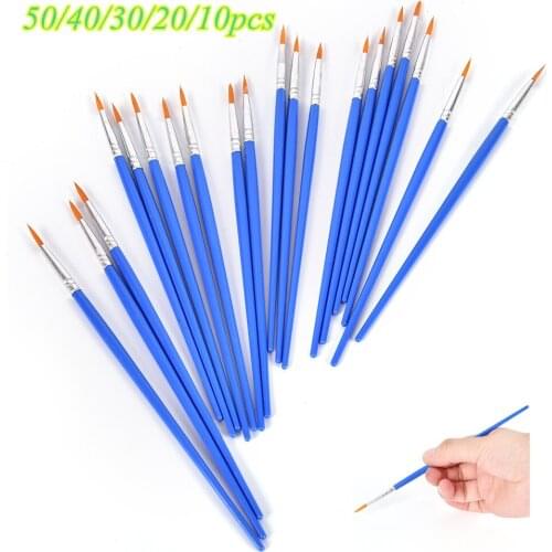 10Pcs Nylon Hair Artist Paint Brush Acrylic Watercolor Round Fine Hand Point Tip