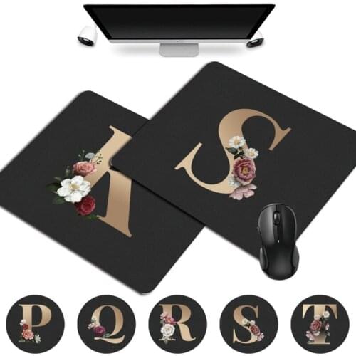 Computer Mouse Mat Gaming Mouse Pad Small PU Leather Waterproof Golden Letter Pattern Series Anti-slip Office Desk Accessories