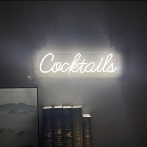 Custom Logo Cocktail Bar 3D Led Flex Transparent Acrylic Plexiglass Neon Sign Light Letter Board Party Wedding Background Decor