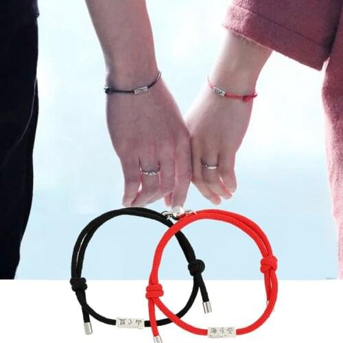 Magnet Bracelet Couple Handmade Adjustable Rope Matching Braslet Infinite Love Pair Braclet Lucky Red Brazalete Gift 2021 Hot