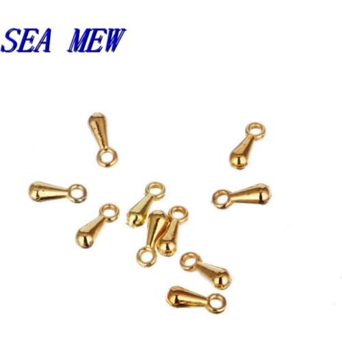 SEA MEW 3mm*6mm Metal Copper Water Drop Charm Brass Antique Bronze/Silver Color Connectors DIY Jewelry Accessories 500PCS