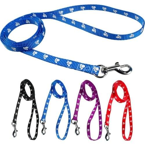 120CM Long Nylon Pet Cat Dog Leash Lead Strap Rope Belt Paw Printed Dogs Cats Outdoor Walking Security Training Harness Collar