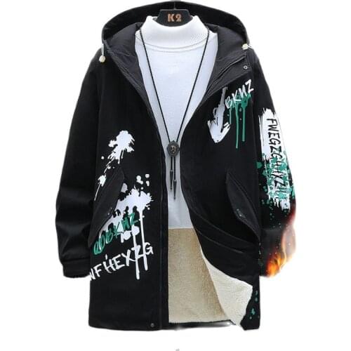 New Autumn Winter 2021 Large Mens Warm Coat Plush Thicken Jacket For Men Youth Mid-Long Tops Fleece Coat Streetwear Windbreaker