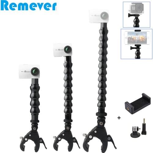 New Flexible Goose Neck Monopod with Holder Bracket for Gopro Hero 5 6 7 SJcam Action Cameras Selfie Stick with Clip for Phones