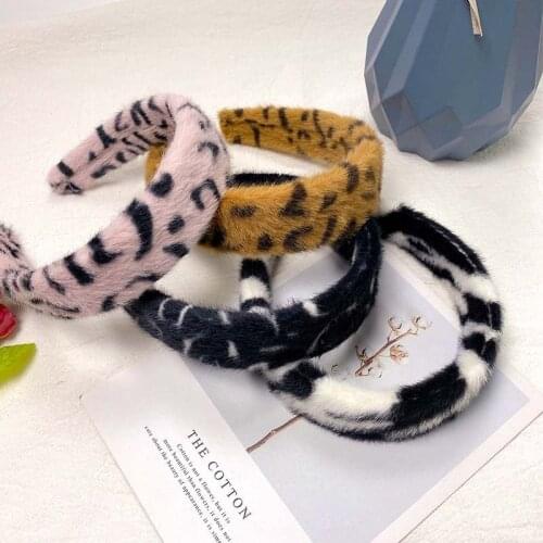 Oaoleer Women Vintage Leopard Print Headbands Plush Headband Hair Band Dot Printed Wide Headwear Velvet Geometric Hairbands