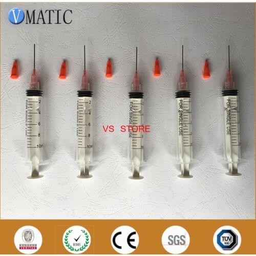 Free Shipping Non Sterilized 5 Sets 1'' Inch 20G Dispenser Needles With Syringe & Stopper Dispensing Needle Syringe