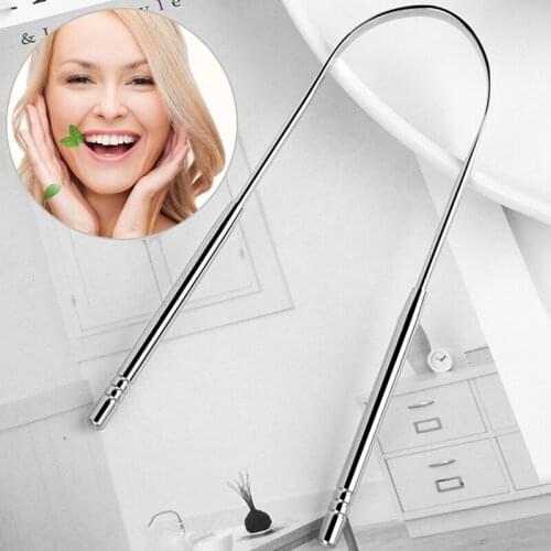 1pcs Stainless Steel Tongue Scraper Cleaner Fresh Breath Cleaning Coated TongueToothbrush Oral Hygiene Care Tools