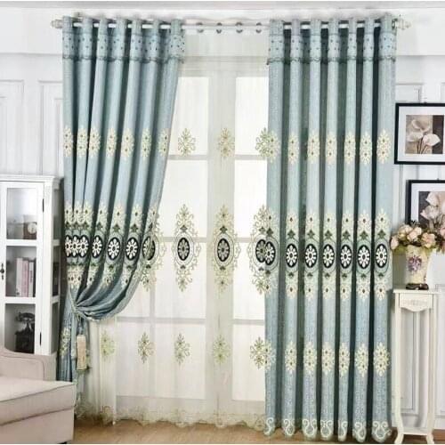 European Style Modern Jacquard Window Curtains Luxury Blackout Curtain Elegant Living Room Drapery Sheer Curtain For Bedroom