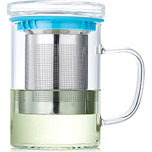 Glass Tea Cup with Lid and Stainless Steel Infuser Basket Perfect Clear Tea Mug for Office and Home Uses for Loose Leaf