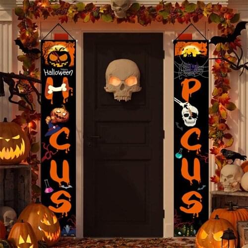 Halloween Decorations Outdoor Hocus Pocus Trick or Treat Witches Banner Hanging Porch Sign Halloween Welcome Signs Home Decor