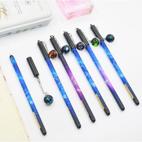 0.5mm Creative Luminous Gel Pen Twelve Constellations Neutral Pens for Writing Girls Gifts School Supplies Novelty Stationery