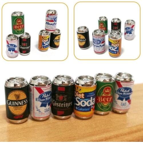 1:12 Dollhouse Scene Decoration 6pcs/set Simulation Mini Beer Bottle Model Dollhouse Accessories DIY Dollhouse Beer Can Toys