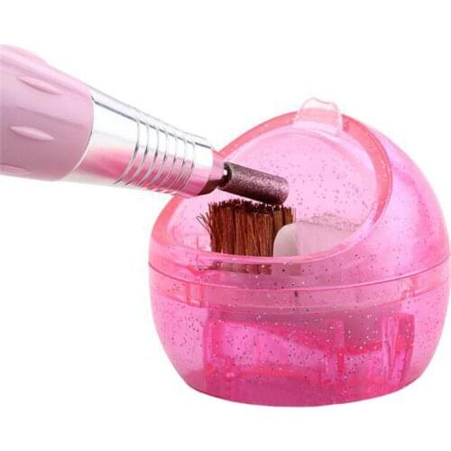 1pc Nail Art Dual Clean Brush Head Drill Bit Cleanser Box Polishing Buffing Manicure Cleaning Brush Nail Art Manicure Accessory