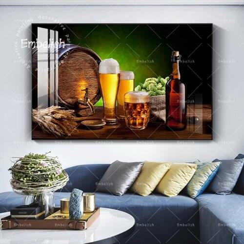 1 Pieces Beer And Wine Glass Kitchen Decor Pictures HD Canvas Painting Modern Home Decor Artworks Dinning Room Wall Posters