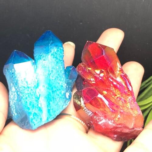 2Pcs Natural crystal flower clusters crystal mineral chakras stone carvings healing reiki decoration