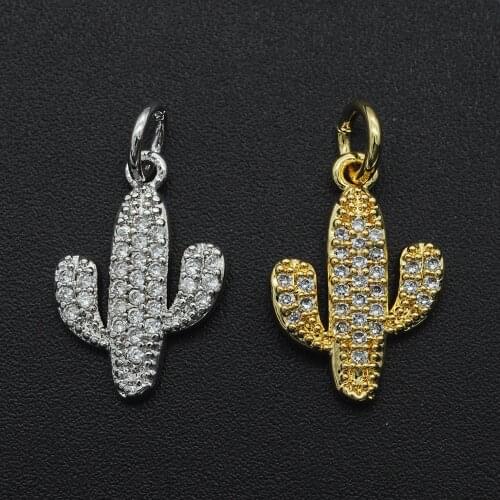 20x11mm 100% CZ Zircon DIY Jewelry Cactus Charm Pendant Wholesale Jewellery Accessories Bracelet Making Charm