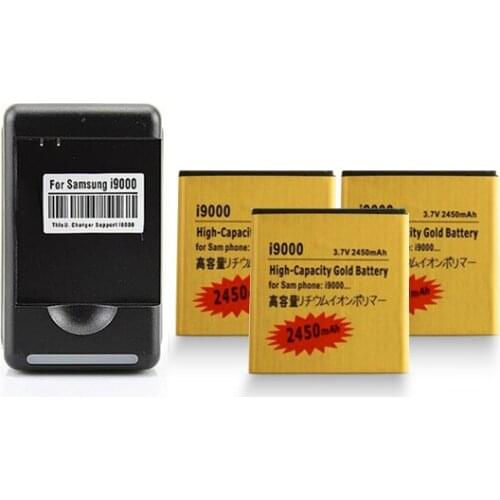 3x 2450mAh EB575152VU Gold Battery + Wall Charger For Samsung Galaxy S i9000 i9003 i9001 i919 Epic 4G i9088 i897 i909 T959 M110S